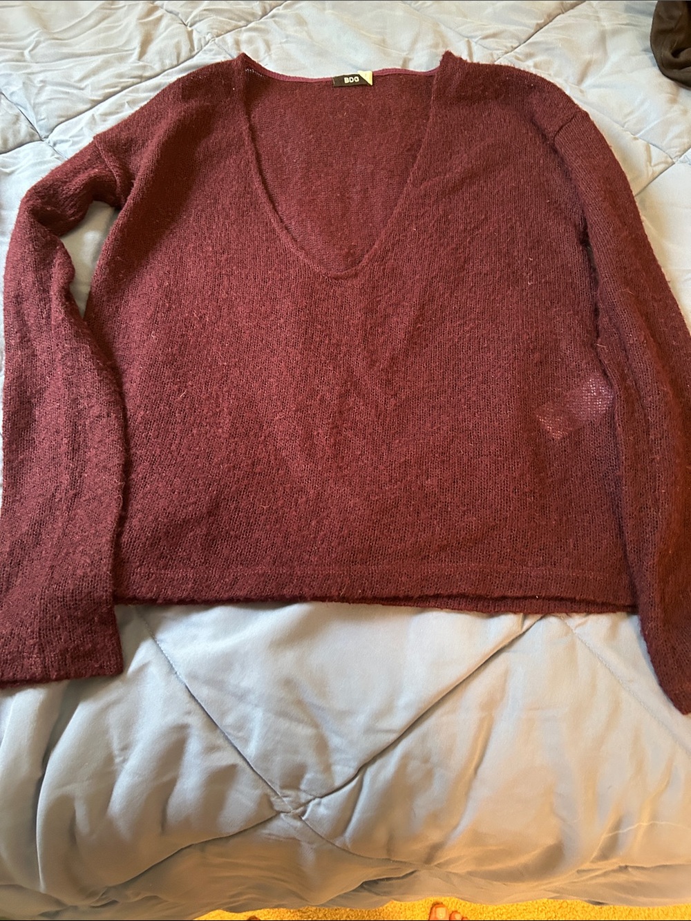BDG Deep Wine V-Neck Lightweight Knit Sweater